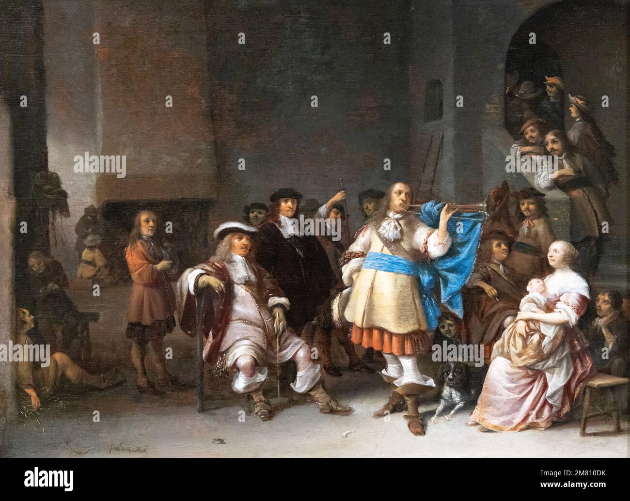 Gemälde aus dem 17. Jahrhundert - „Trompetenkonzert“ von Anthonie Palamedesz, niederländischer Maler mit Sitz in Amsterdam, 1665-1673. Das Czartoryski-Museum Krakau Polen Stockfoto