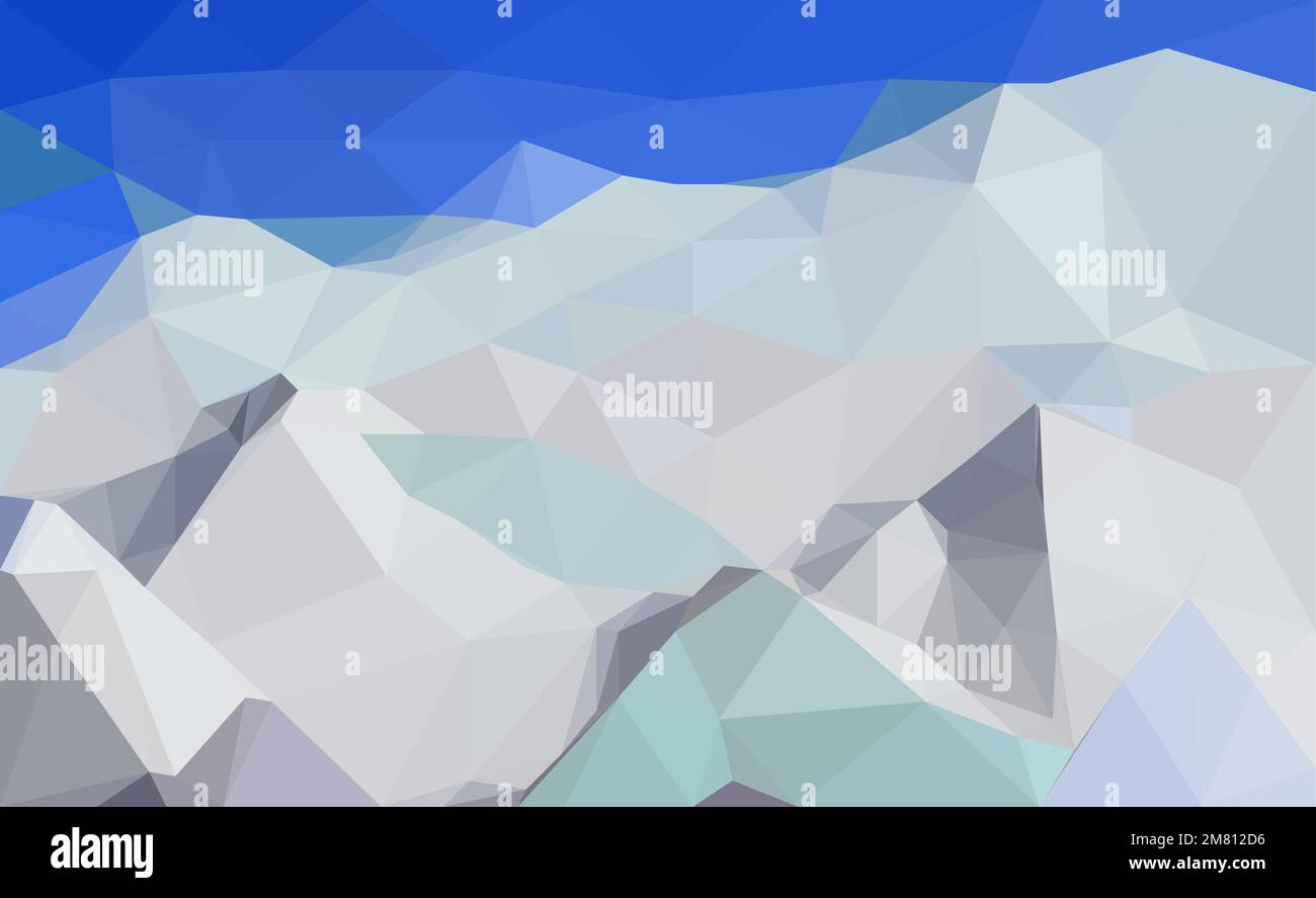 Polygonale geometrische abstrakte digitale schneeberge, Vektor farbenfroh, flache Landschaft, Reisehintergrund, Bergkunst, Blauer Himmel, kreativer Hintergrund Stock Vektor