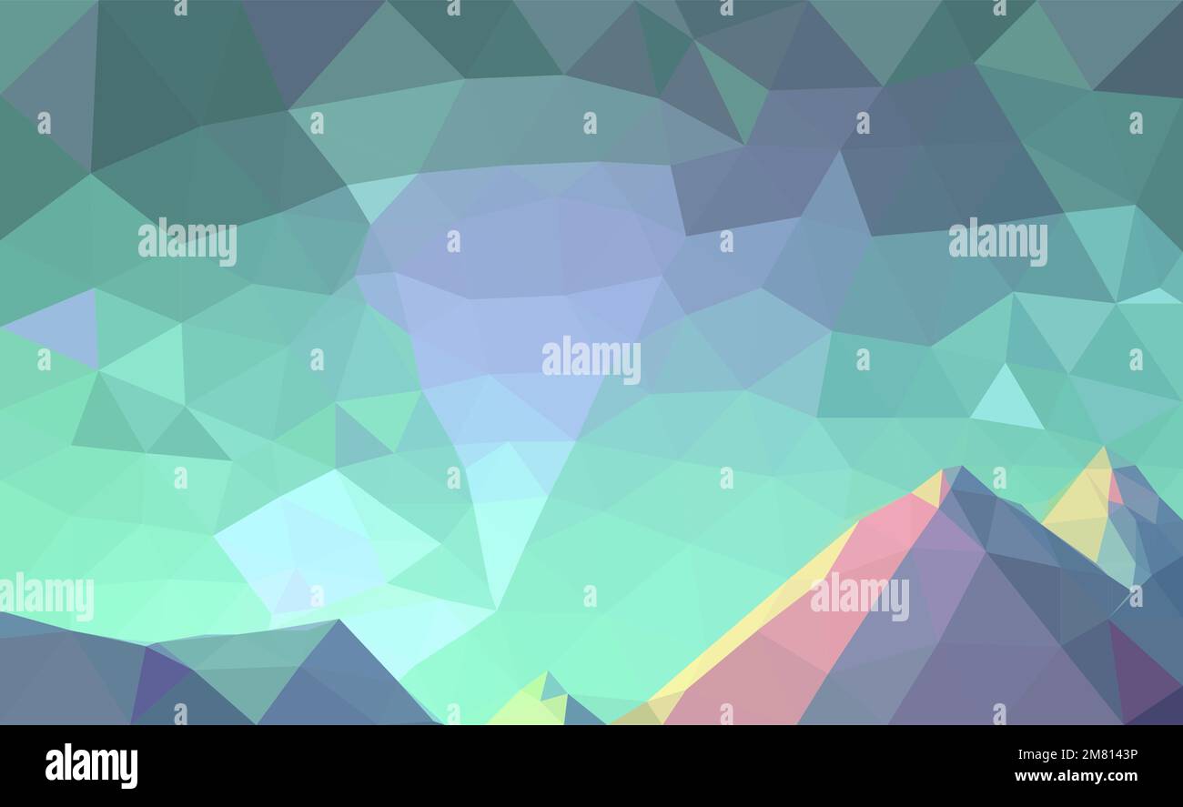 Polygonale geometrische abstrakte digitale Berge, Vektorfarben, flache Landschaft, Reisehintergrund, Bergkunst, Blauer Himmel, kreativer Hintergrund, Wallpap Stock Vektor