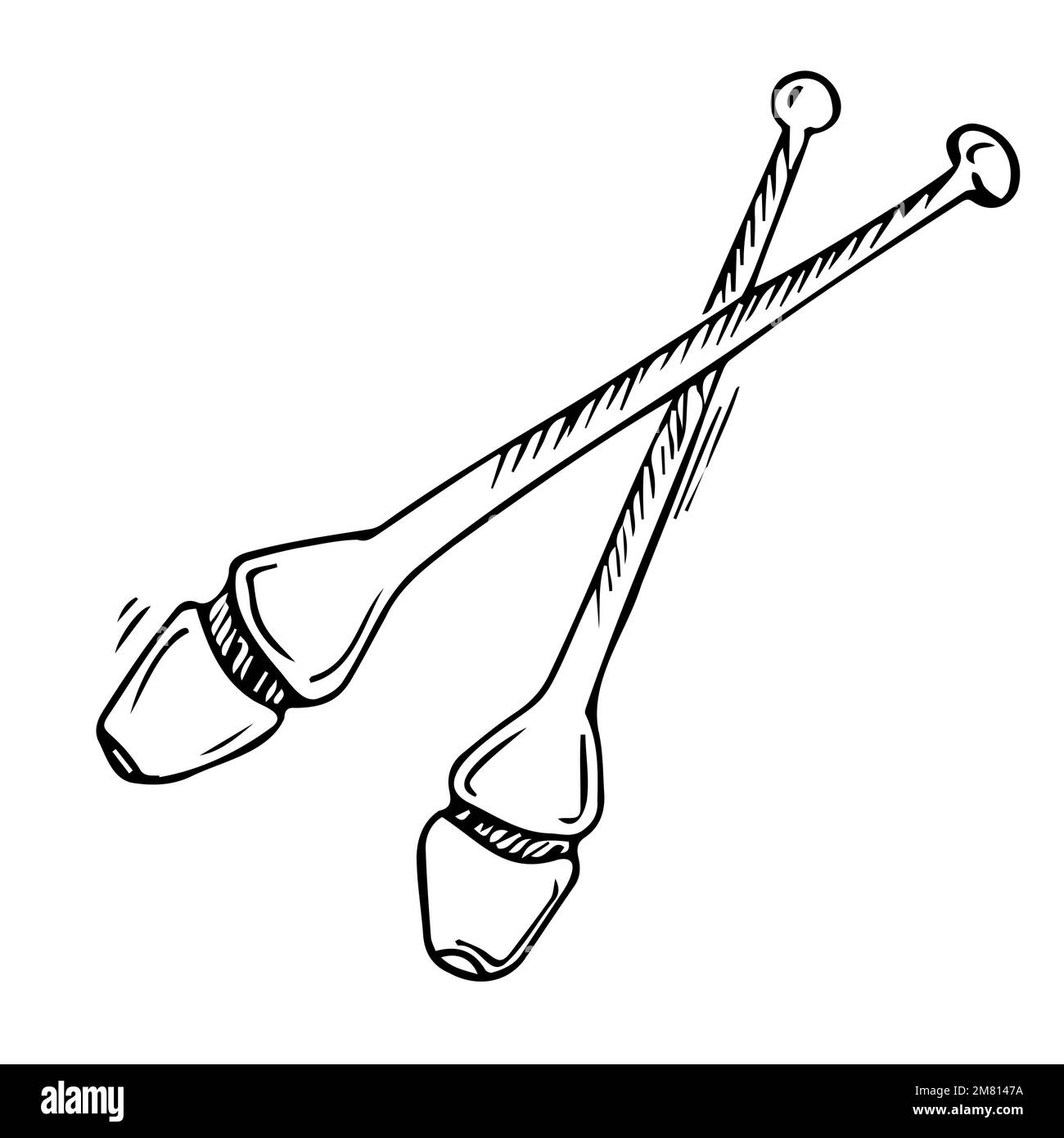 Die Ikone der Vektorkritzelturnen. Rhythmische Turngeräte Stock Vektor