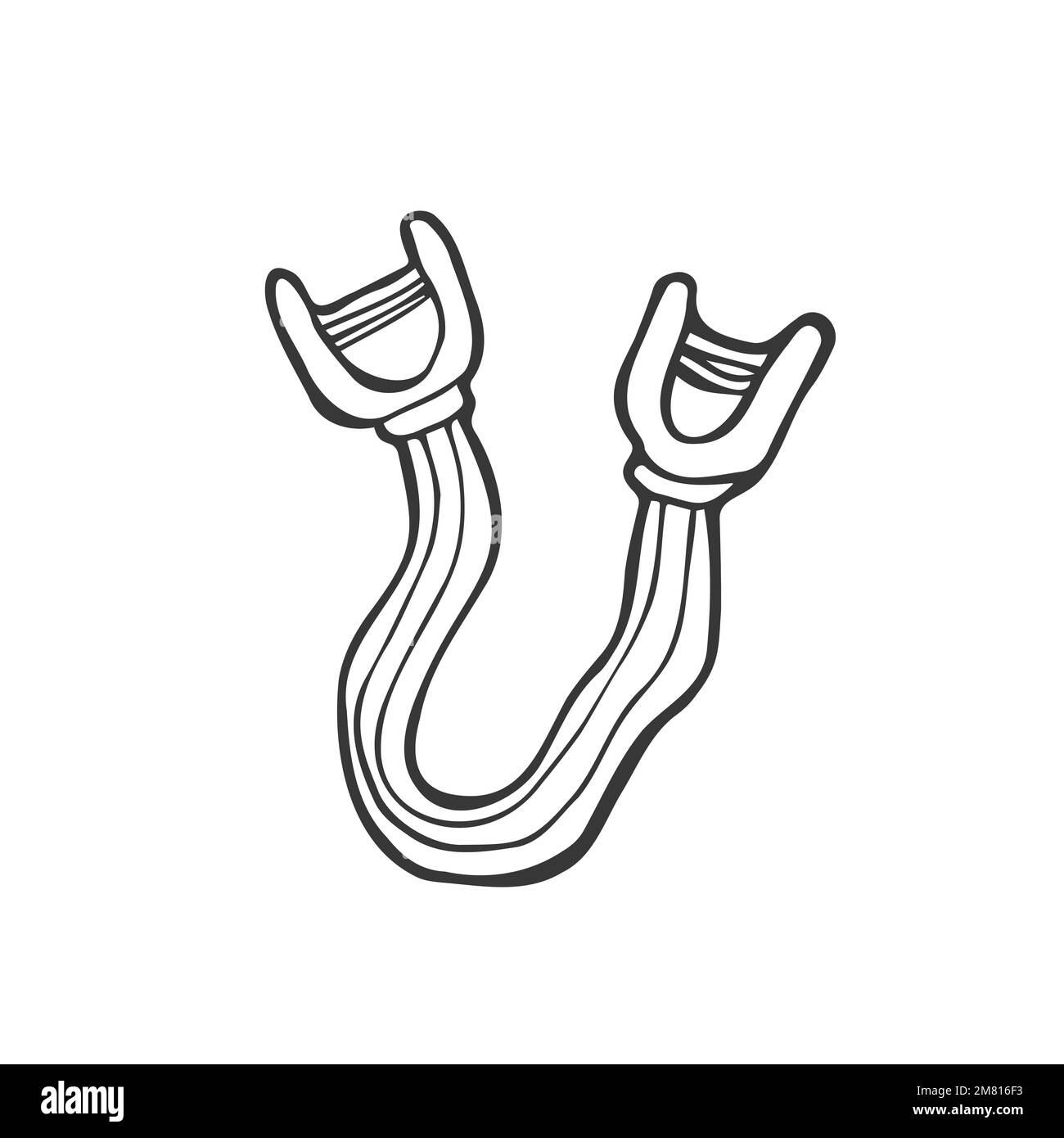 Ein Expander für das Muskeltraining. Expander. Von Hand gezeichnete Vektorumrisse im Kritzelstil. Stock Vektor