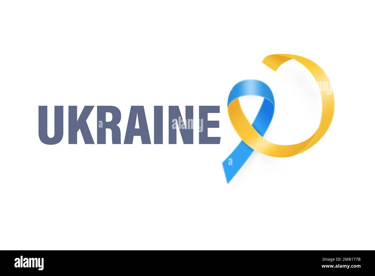 Ukrainisches Symbol. Antiwar-Symbol des Friedens – Blau- und Gelbes Seidenband auf weißem Hintergrund. Farben Der Ukrainischen Flagge. Kämpfen, Protestieren, Die Ukraine Unterstützen Stock Vektor
