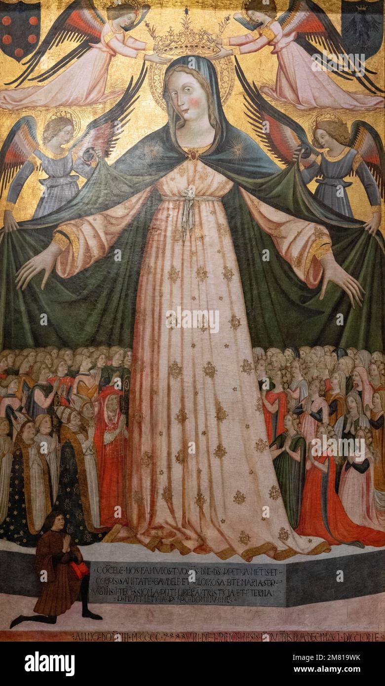 Italienische Kunst aus dem 15. Jahrhundert - Gemälde der Maria der Barmherzigkeit, vom Maler Giovanni da Gaeta, Neapel. Jetzt ausgestellt im Inneren des Wawel Castle Museums, Krakau Stockfoto
