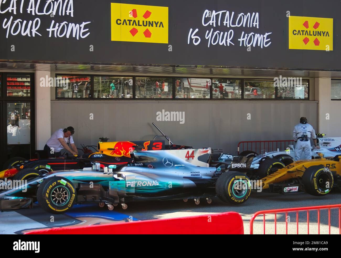 Lewis Hamilton's 2017 Mercedes Formel 1 Auto geparkt nach dem Sieg Der Grand Prix in Barcelona Katalonien Spanien Stockfoto