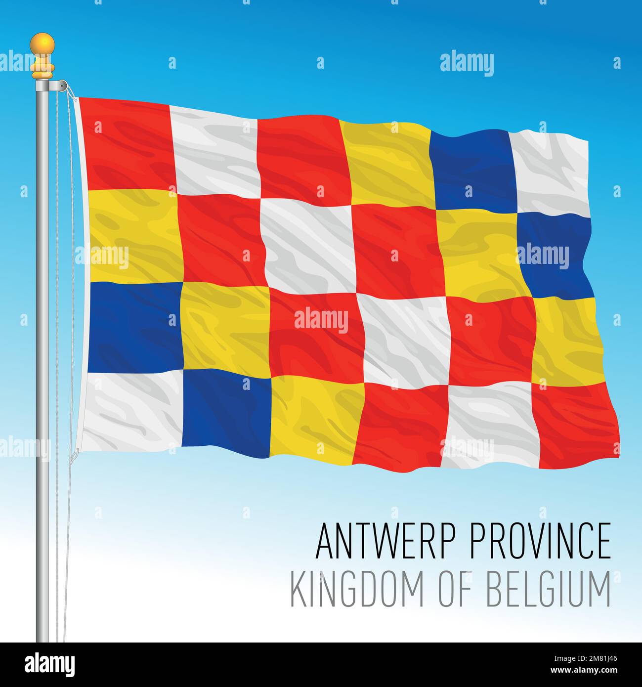Flagge der Provinz Antwerpen, Königreich Belgien, Vektordarstellung Stock Vektor