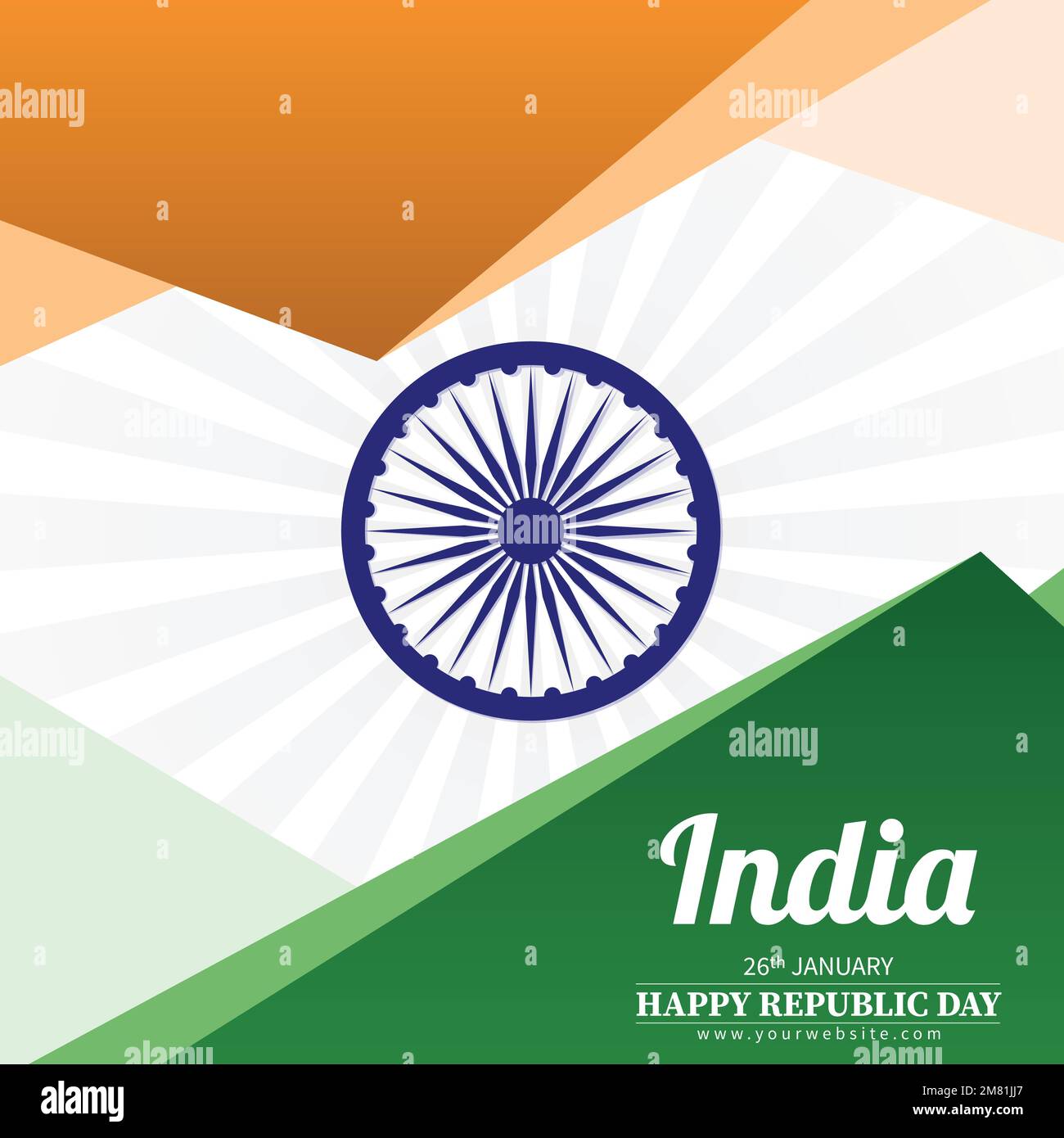 Abstrakte Vektordreifarbe der indischen Flagge. Der Tag der Republik Indien. Unabhängigkeitstag Indiens. Stock Vektor