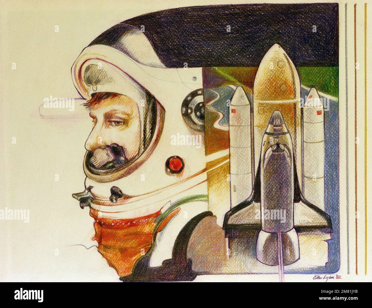 Kunst: „Space Shuttle Challenger“ Künstler: Ellen Lyons, USAF Kunstsammlung. Land: Unbekannt Stockfoto