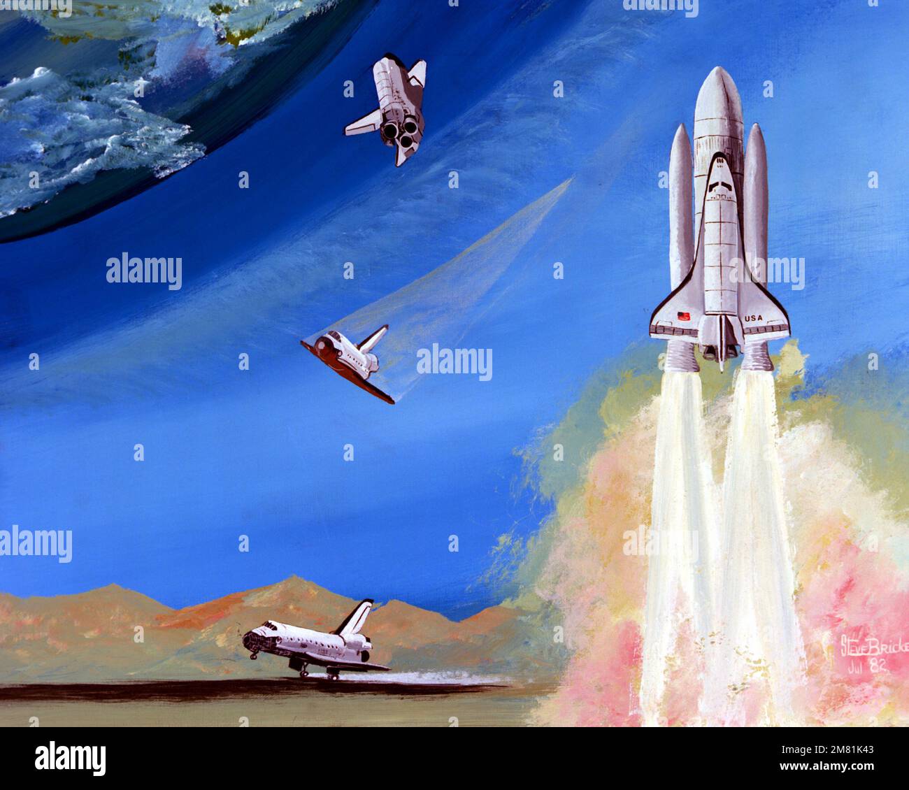 Bildmaterial: "Shuttle Sortie". Steve Bricker. (USA Air Force Art Kollektion). Land: Unbekannt Stockfoto