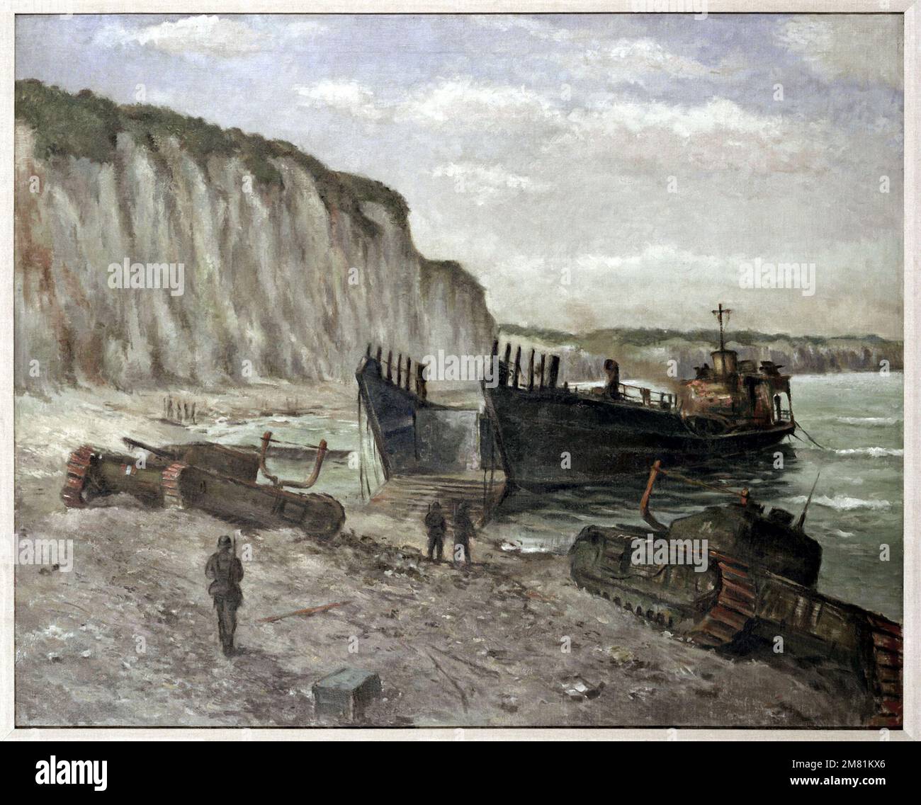 Kunstwerk: "Nach der Schlacht", Dieppe, Frankreich. Künstler: Wilhelm Strauss. Katalognummer: G.O.1.7536.47. US Army Art Kollektion. Land: Unbekannt Stockfoto