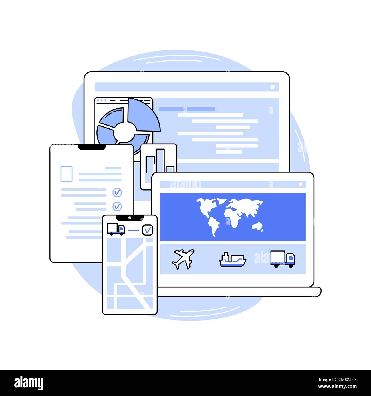 Logistiksoftware isolierte Cartoon-Vektordarstellungen. Stock Vektor