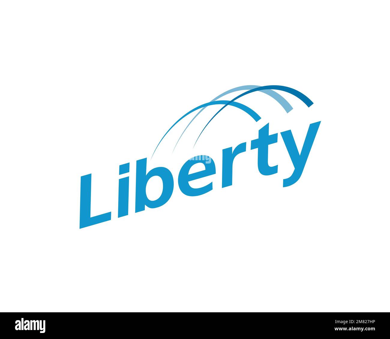 Liberty Puerto Rico, Gedrehtes Logo, Weißer Hintergrund Stockfoto