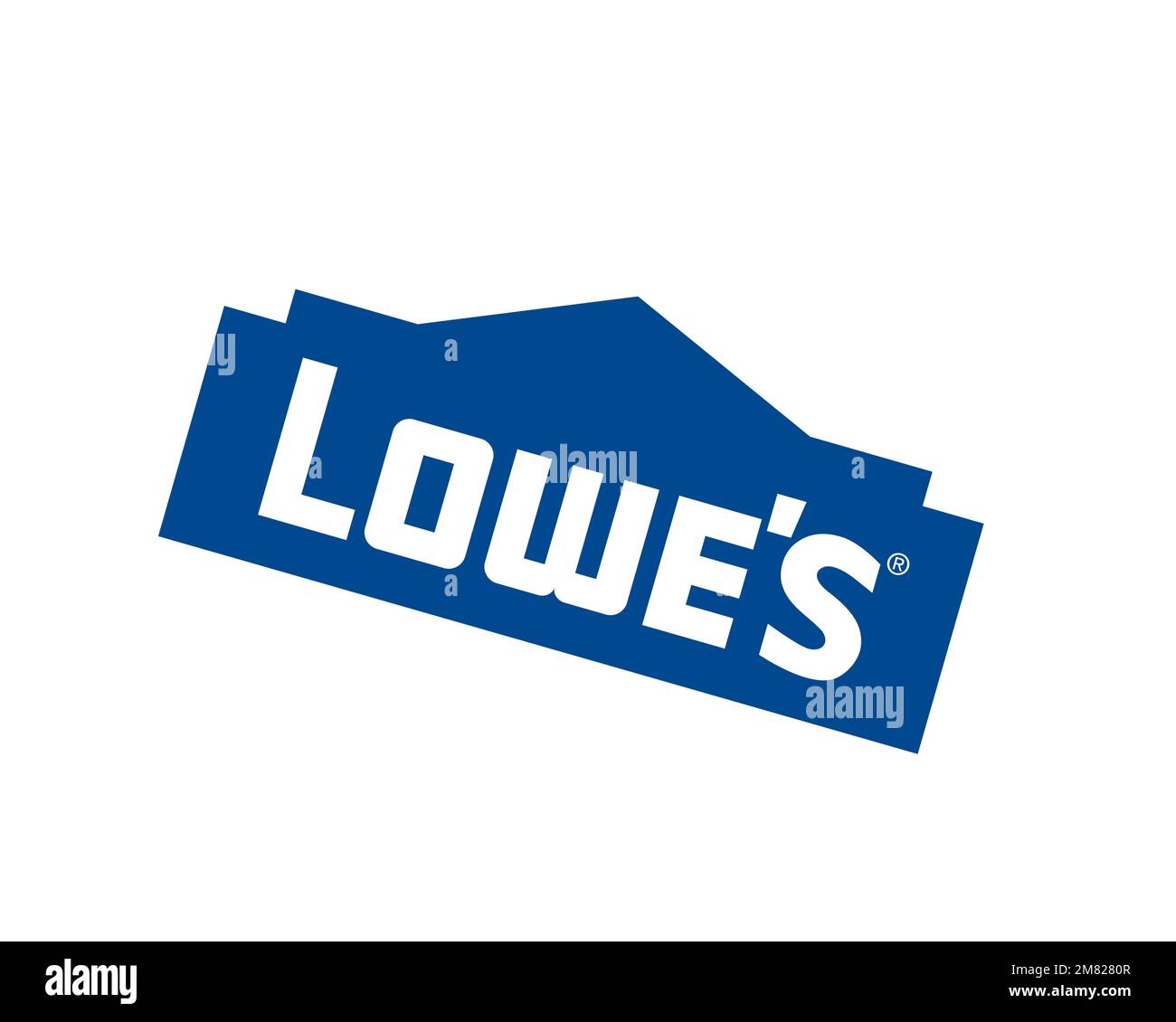 Lowe's, gedrehtes Logo, weißer Hintergrund B Stockfoto