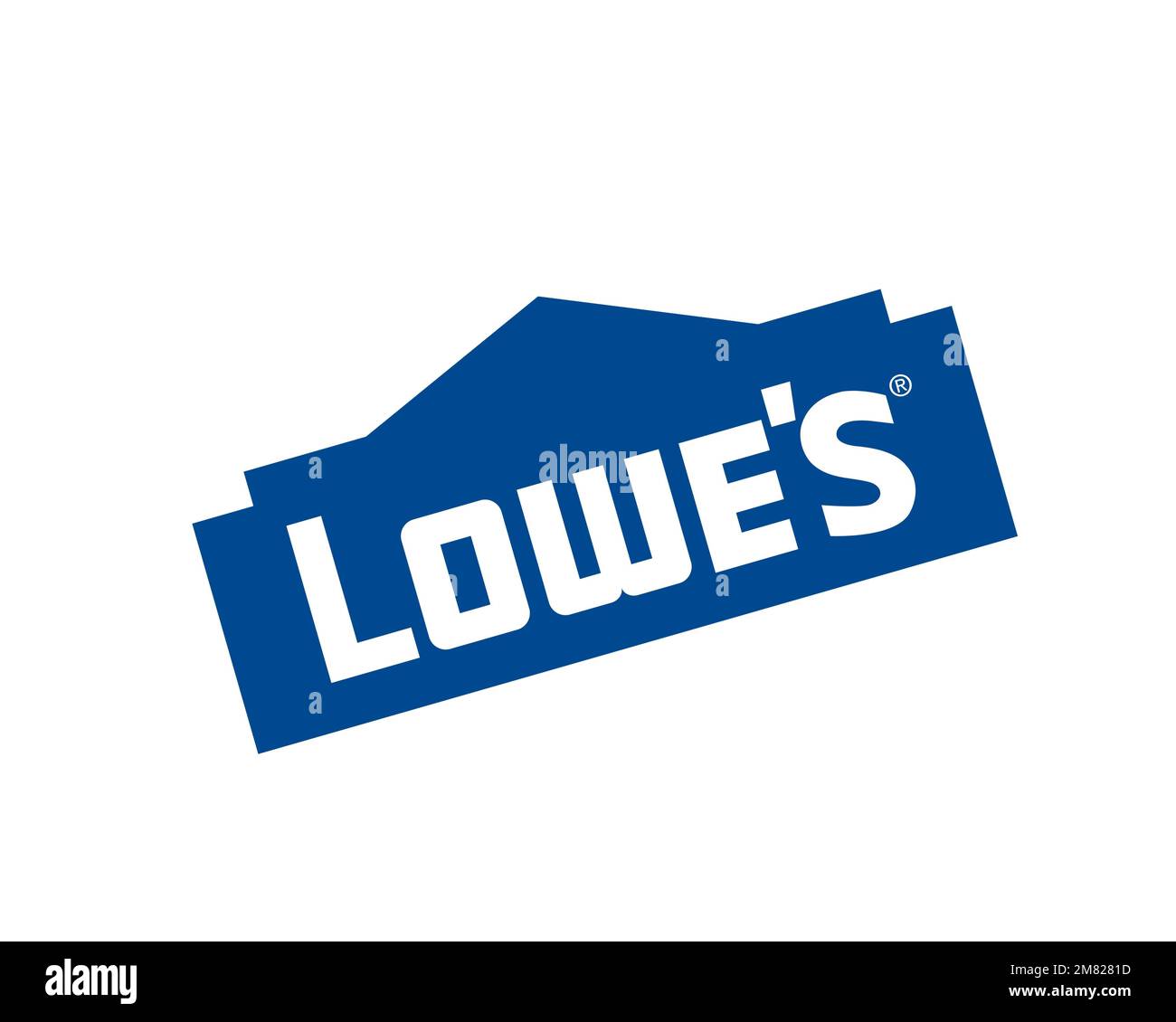 Lowe's, gedrehtes Logo, weißer Hintergrund Stockfoto