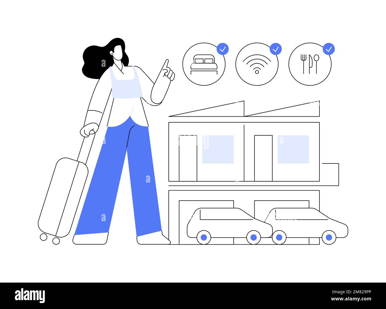 Abbildung des abstrakten Konzepts des Motelservice. Stock Vektor