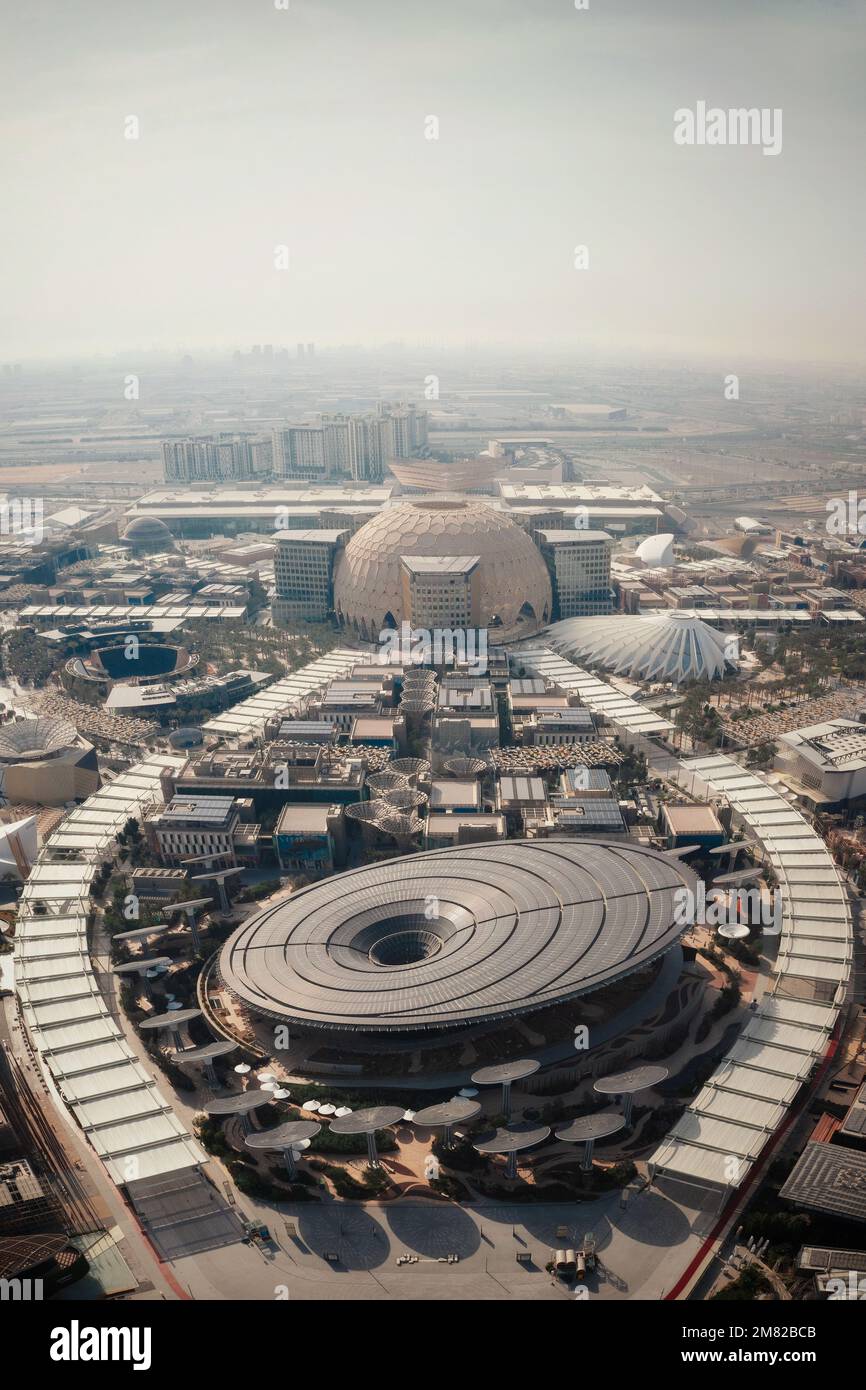 Dubai Expo 2020 Luftaufnahme im April 2022 Stockfoto