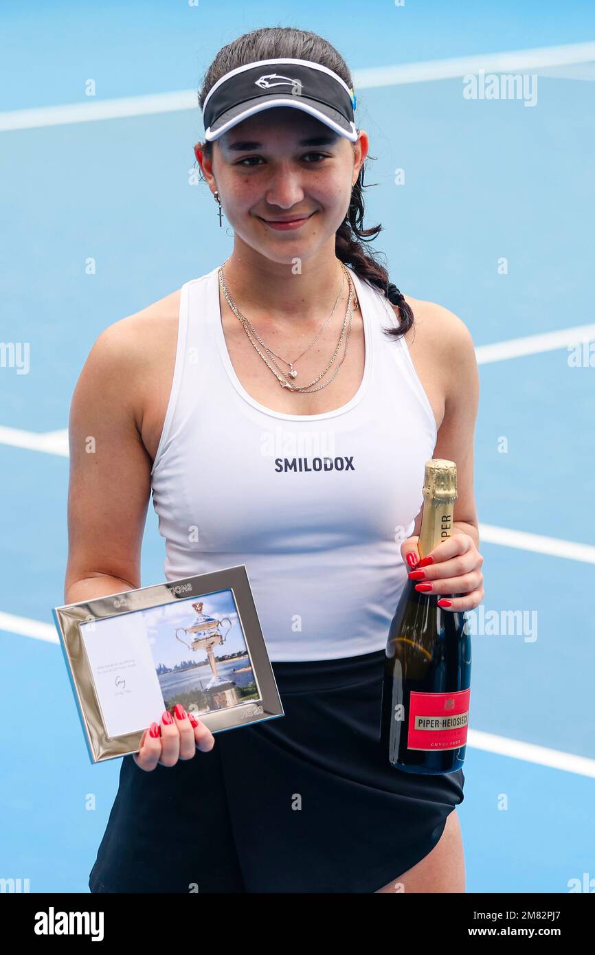 Melbourne, Australien, 12. Januar 2023. Die deutsche Tennisspielerin Eva Lys hat sich an ihrem 21. Geburtstag während der Australian Open Qualification 2023 im Melbourne Park zum ersten Mal für eine Grand-Slam-Hauptrunde qualifiziert. Foto: Frank Molter/Alamy Live News Stockfoto