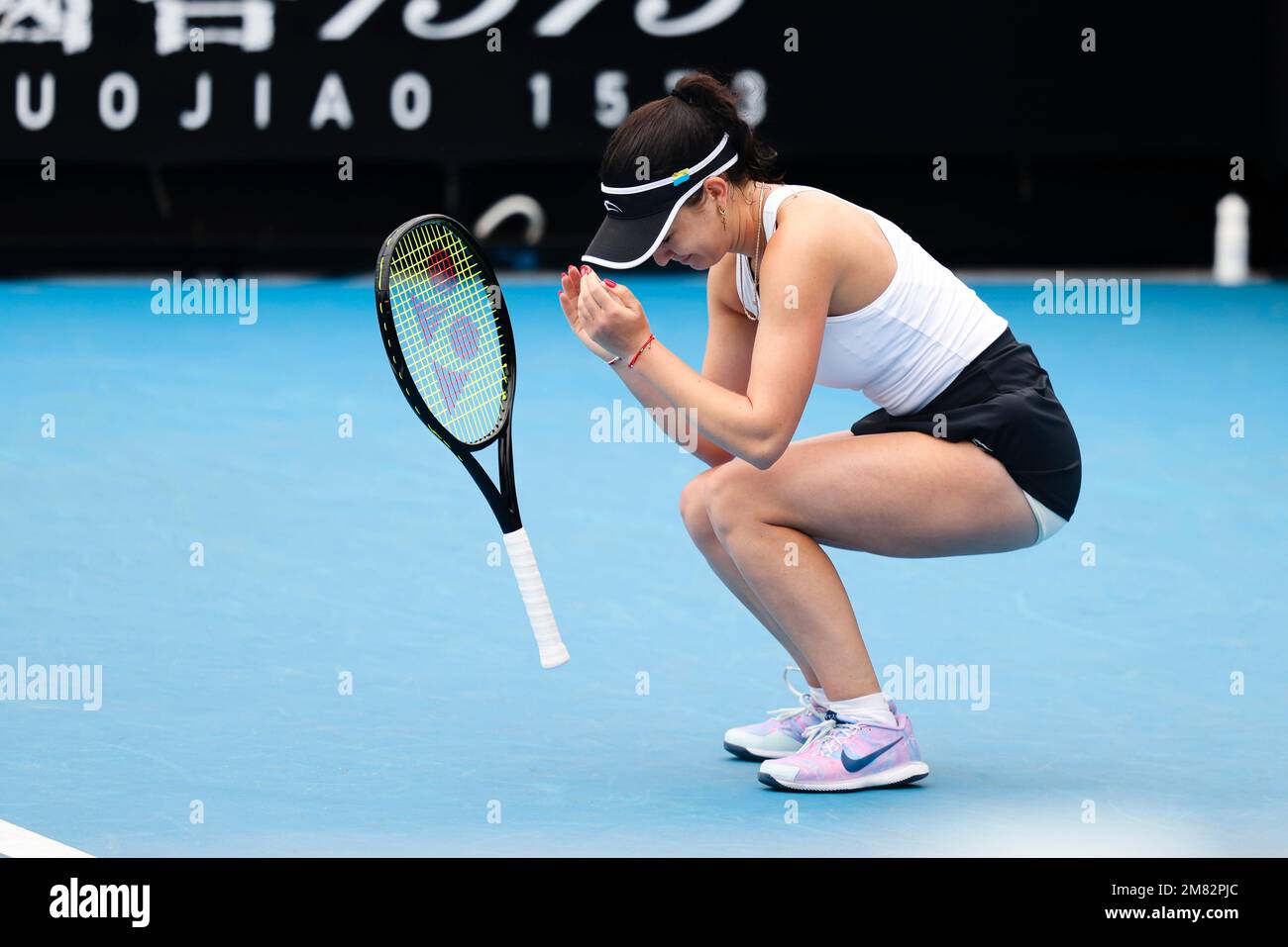 Melbourne, Australien, 12. Januar 2023. Die deutsche Tennisspielerin Eva Lys hat sich an ihrem 21. Geburtstag während der Australian Open Qualification 2023 im Melbourne Park zum ersten Mal für eine Grand-Slam-Hauptrunde qualifiziert. Foto: Frank Molter/Alamy Live News Stockfoto