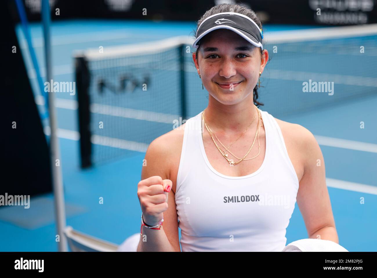 Melbourne, Australien, 12. Januar 2023. Die deutsche Tennisspielerin Eva Lys hat sich an ihrem 21. Geburtstag während der Australian Open Qualification 2023 im Melbourne Park zum ersten Mal für eine Grand-Slam-Hauptrunde qualifiziert. Foto: Frank Molter/Alamy Live News Stockfoto