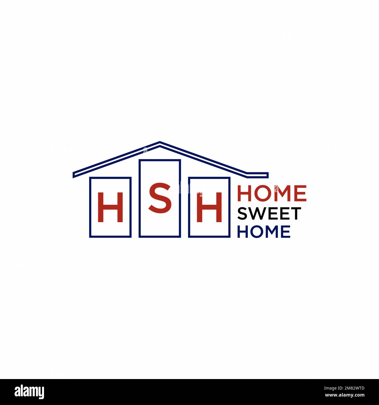 Einfaches Dachhaus, Diagramm und Buchstabe HSH-Schriftbild Grafiksymbol Logo Design abstraktes Konzept Vektormaterial. Kann im Zusammenhang mit Immobilien oder Handel verwendet werden Stock Vektor