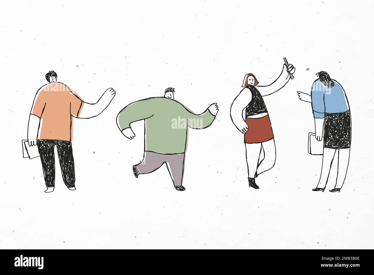 Büroangestellte Vektor Cartoon Hand gezeichnet niedlichen Icons gesetzt Stock Vektor