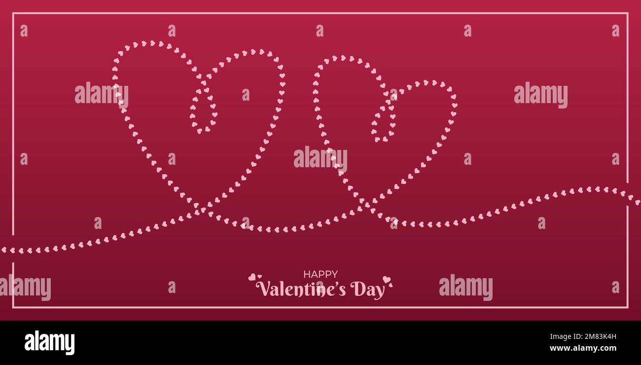 Happy Valentine's Day Modern Banner Vector Illustration. Feierlichkeiten am 14. Februar. Leuchtendes „Viva Magenta“-Design Mit Kordelherz. Post in sozialen Medien, Stock Vektor