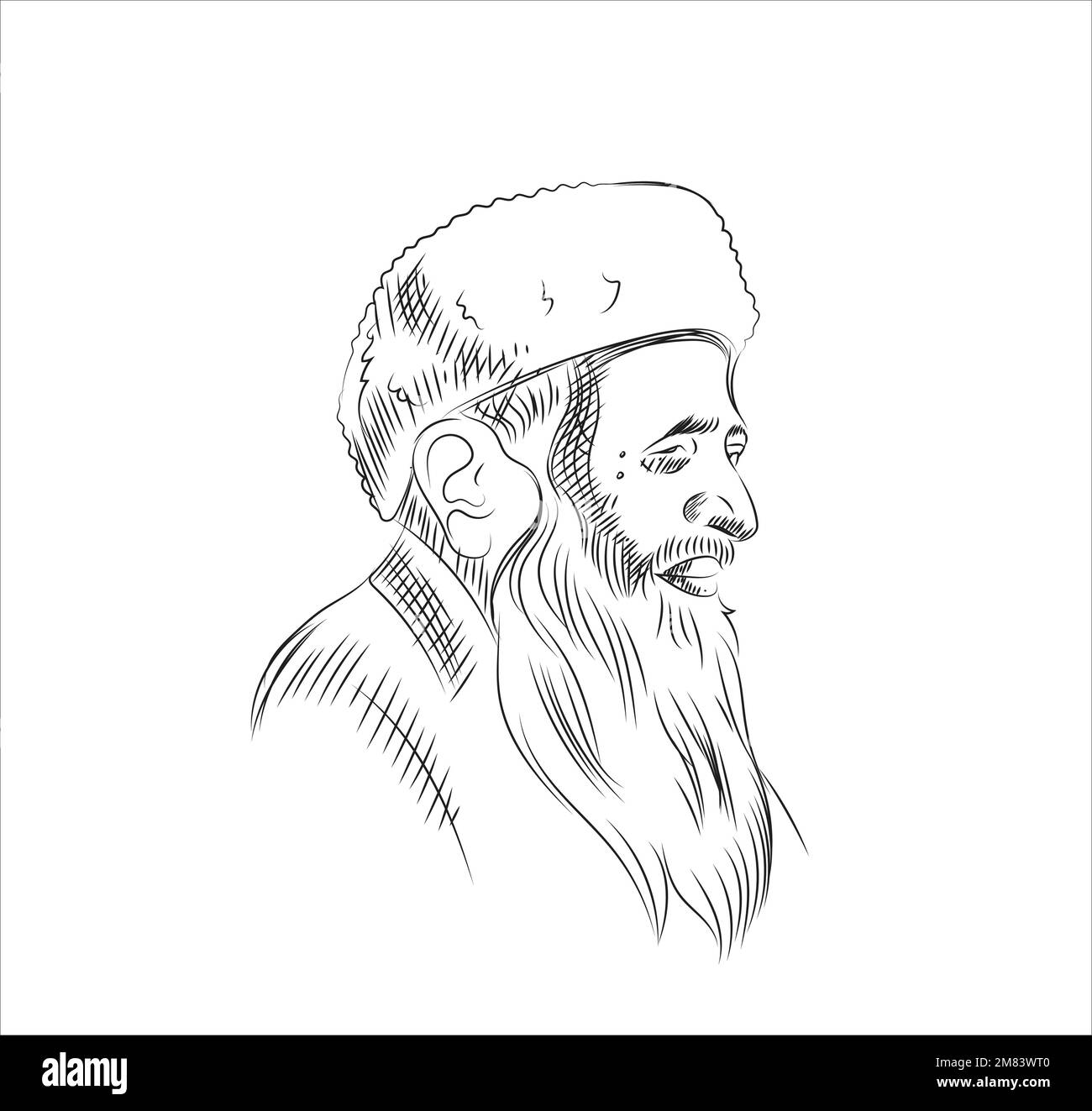 Handgezeichnete Zeichnung Abdul Sattar Edhi, Pakistaner Stock Vektor