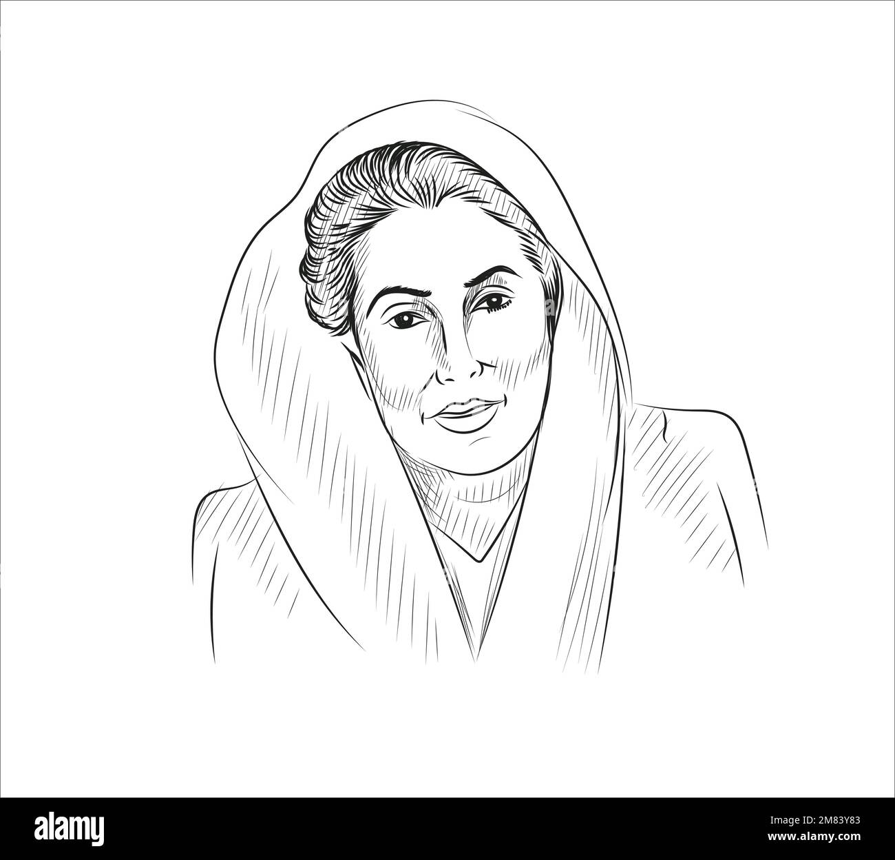 Handgezeichnete Skizze von Benazir Bhutto, einem pakistanischen Politikermodell Stock Vektor