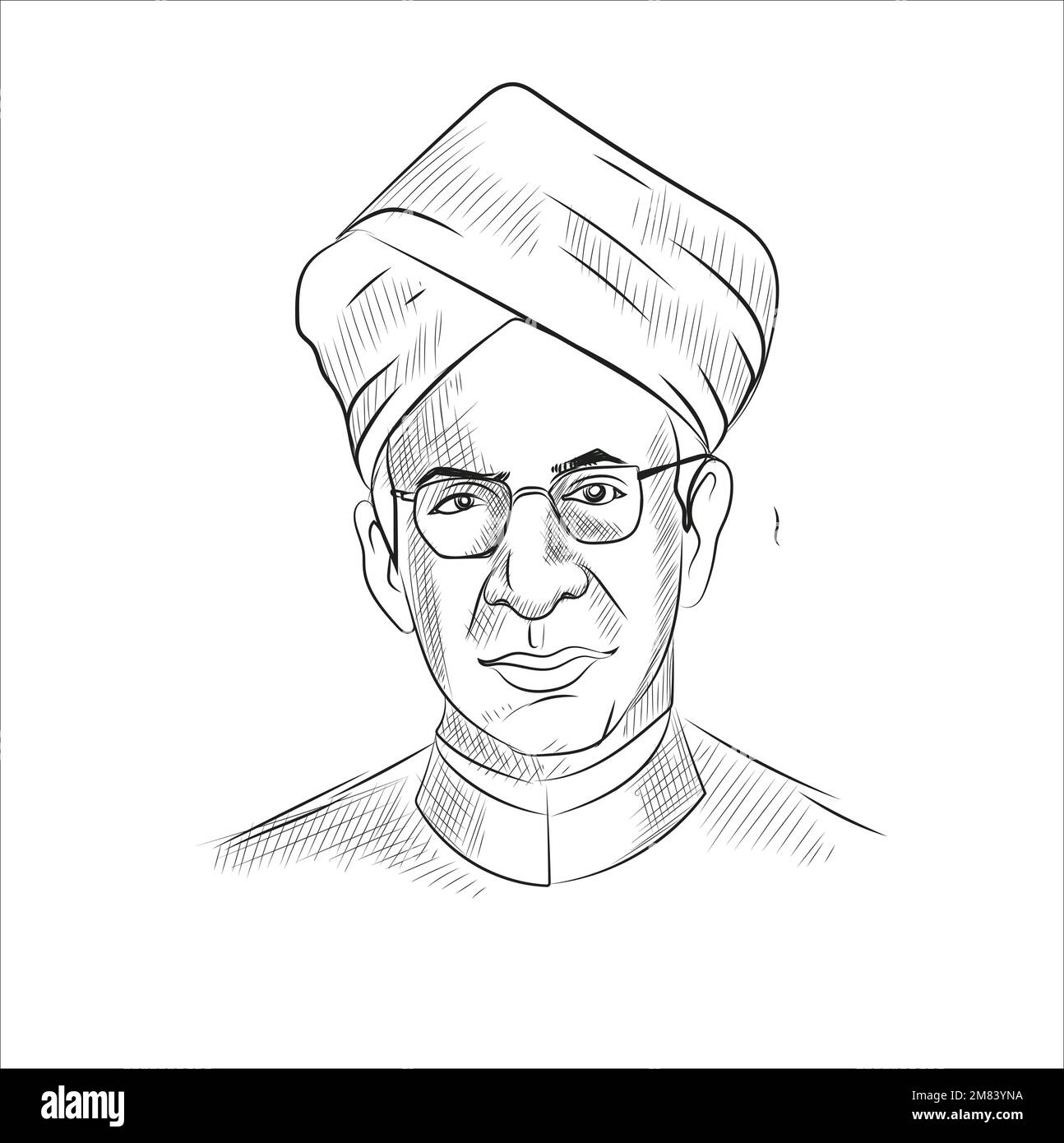 Handgezeichnete Skizze Bharat Ratna M Visvesvaraya Vektordarstellung Stock Vektor