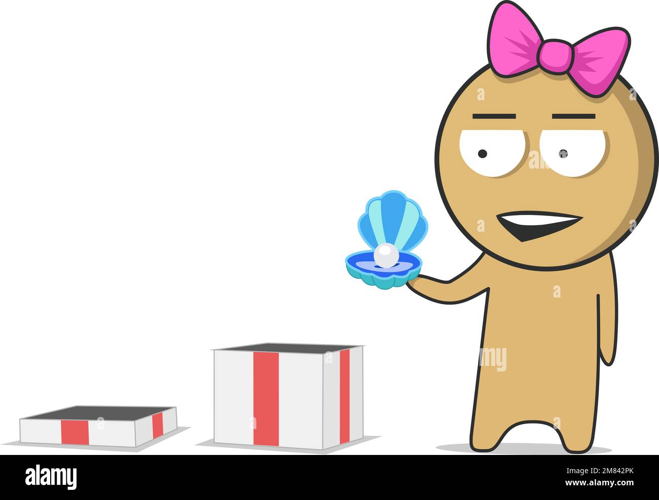 Das Mädchen bekommt Perlen als Geschenk Stock Vektor