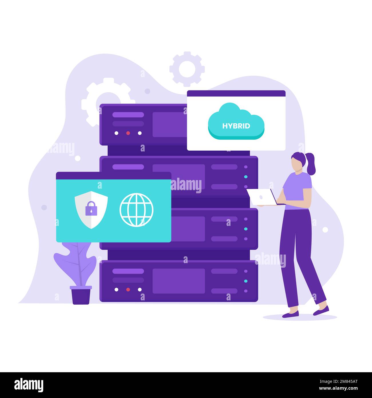 Design-Konzept für Hybrid-Cloud-Illustrationen. Abbildung für Websites, Landing-Pages, mobile Anwendungen, Poster und Banner Stock Vektor