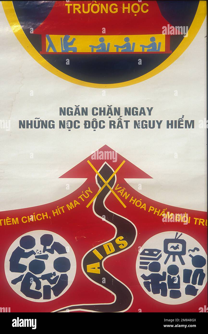 AIDS-Propaganda-Zeichen, HCMC, Vietnam Stockfoto