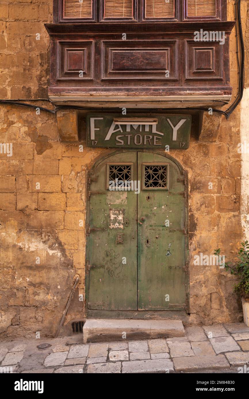 Eingangstüre in der Altstadt, Valletta, Malta, Europa Stockfoto
