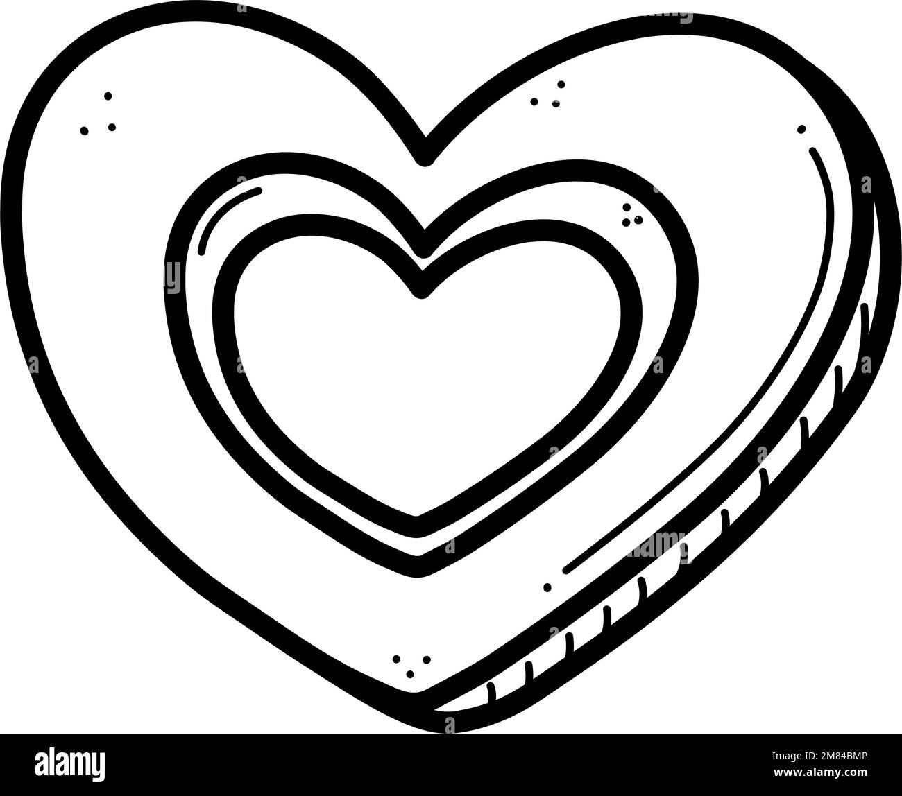 Zum Valentinstag dekorierter Keks. Lebkuchen-Herzkeks-Vektordarstellung. Stock Vektor