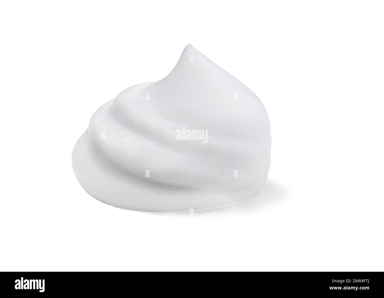 Weißer Kosmetikschaum, Reinigungsmittel, Rasierschaum isoliert auf einem weißen. Stockfoto
