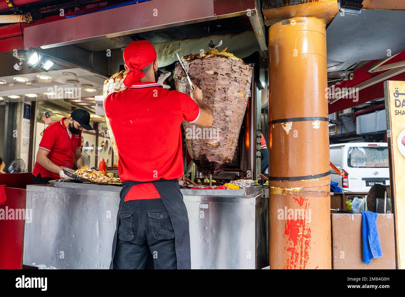 Döner Kebab Verkäufer in Kuala Lumpur, Malaysia Stockfoto