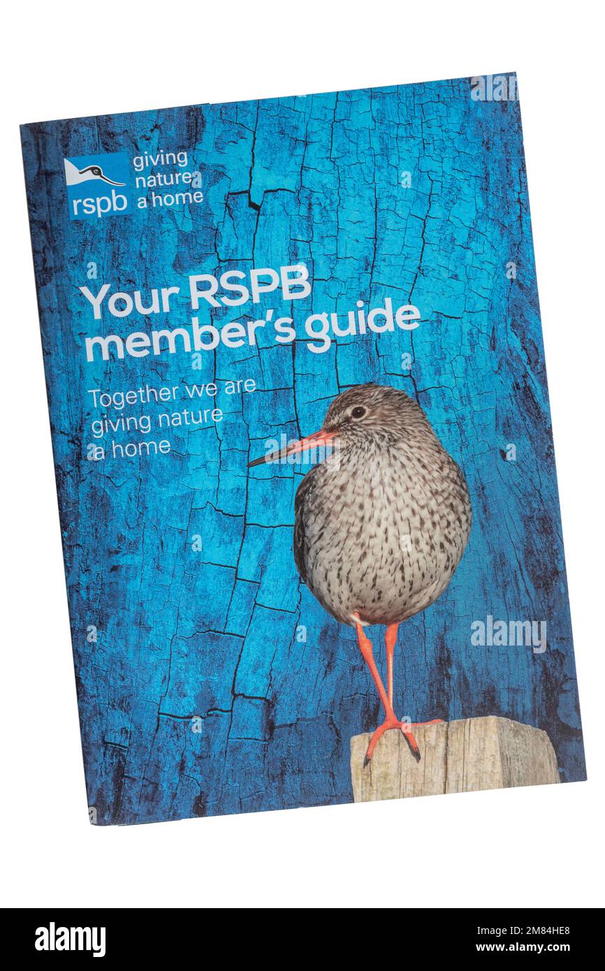 Ihr RSPB-Mitgliederhandbuch, Taschenbuch mit Naturschutzgebieten im Besitz der Royal Society for the Protection of Birds, Großbritannien Stockfoto
