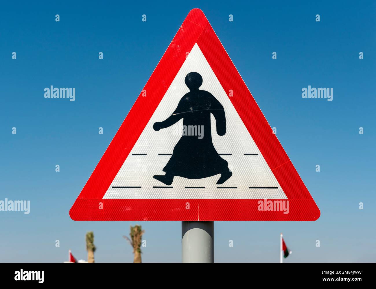Verkehrsschild für Fußgänger, Oman Stockfoto