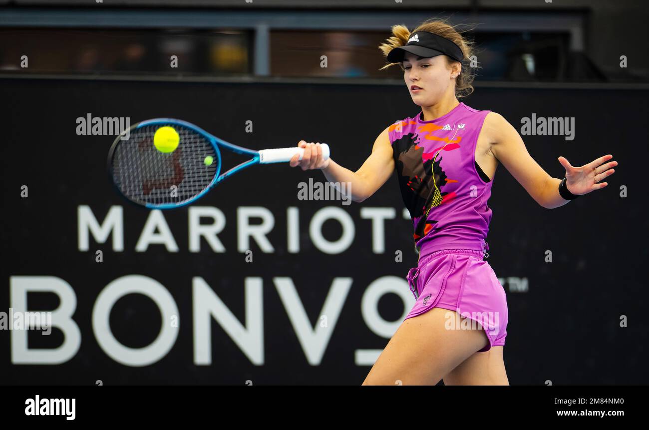 Anna Kalinskaya aus Russland während der zweiten Runde des 2023 stattfindenden Adelaide International 2, WTA 500 Tennis Tournament am 11. Januar 2023 in Adelaide, Australien - Foto: Rob Prange/DPPI/LiveMedia Stockfoto