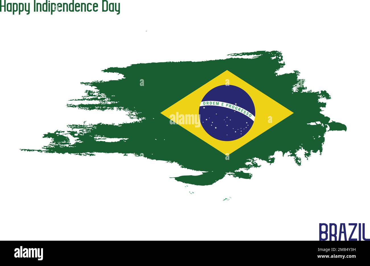 Brasilianische Nationalflagge Grunge Pinsel Strich Vecctor Designflagge von Brasilien Stock Vektor