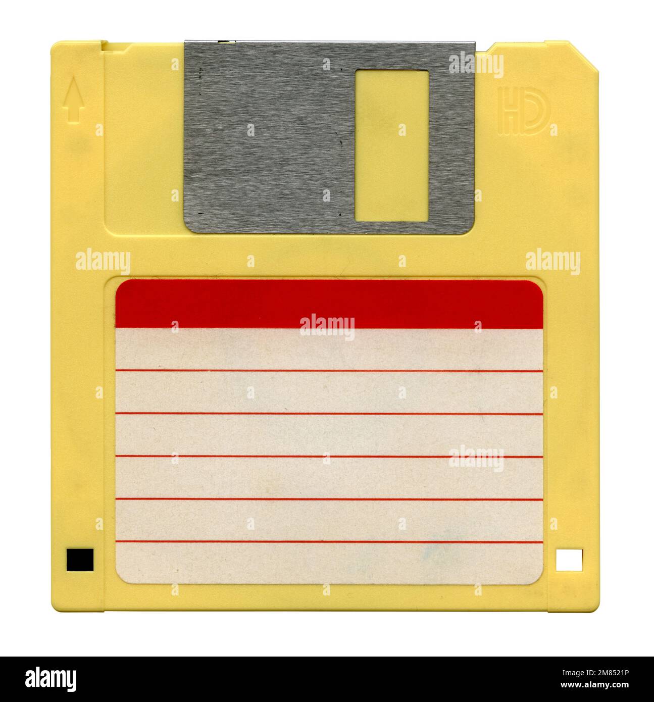 Gelbe Diskette auf weiß Stockfoto
