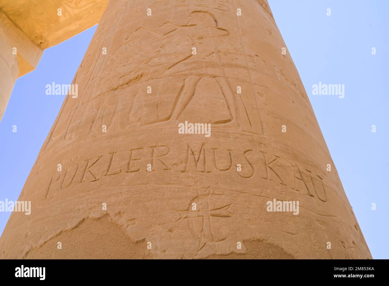 Scrafitti von Hermann von Pückler-Muskau, Säule, Ramesseum, Theben-West, Ägypten Stockfoto