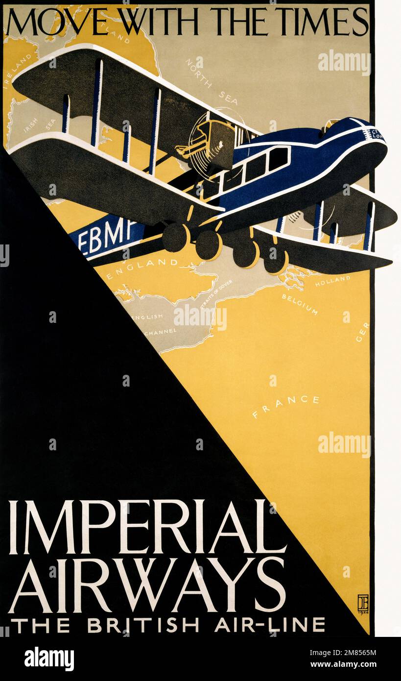 Bewege dich mit der Zeit. Imperial Airways. Die British Airline von Dorothy Braddell (1889-1981). Poster wurde 1926 in Großbritannien veröffentlicht. Stockfoto