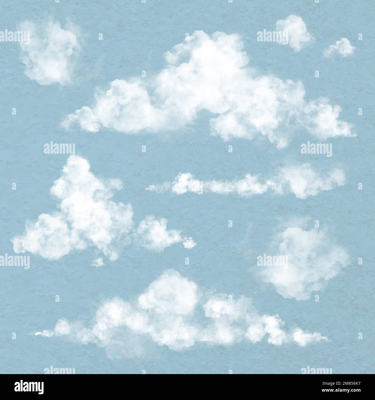 Realistischer Vektor für Wolkenelemente auf blauem Hintergrund Stock Vektor