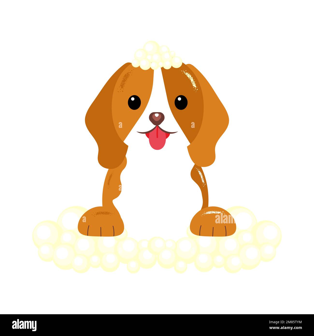 Zeichentrickfilm-Ikone für Konzeptdesign. Abbildung mit dünnen Linien. Tierpflegekonzept. Süßes Hundeset. Etikettendesign. Hund, Hündchen, Hündchen, Haustier. Vektordarstellung Stock Vektor