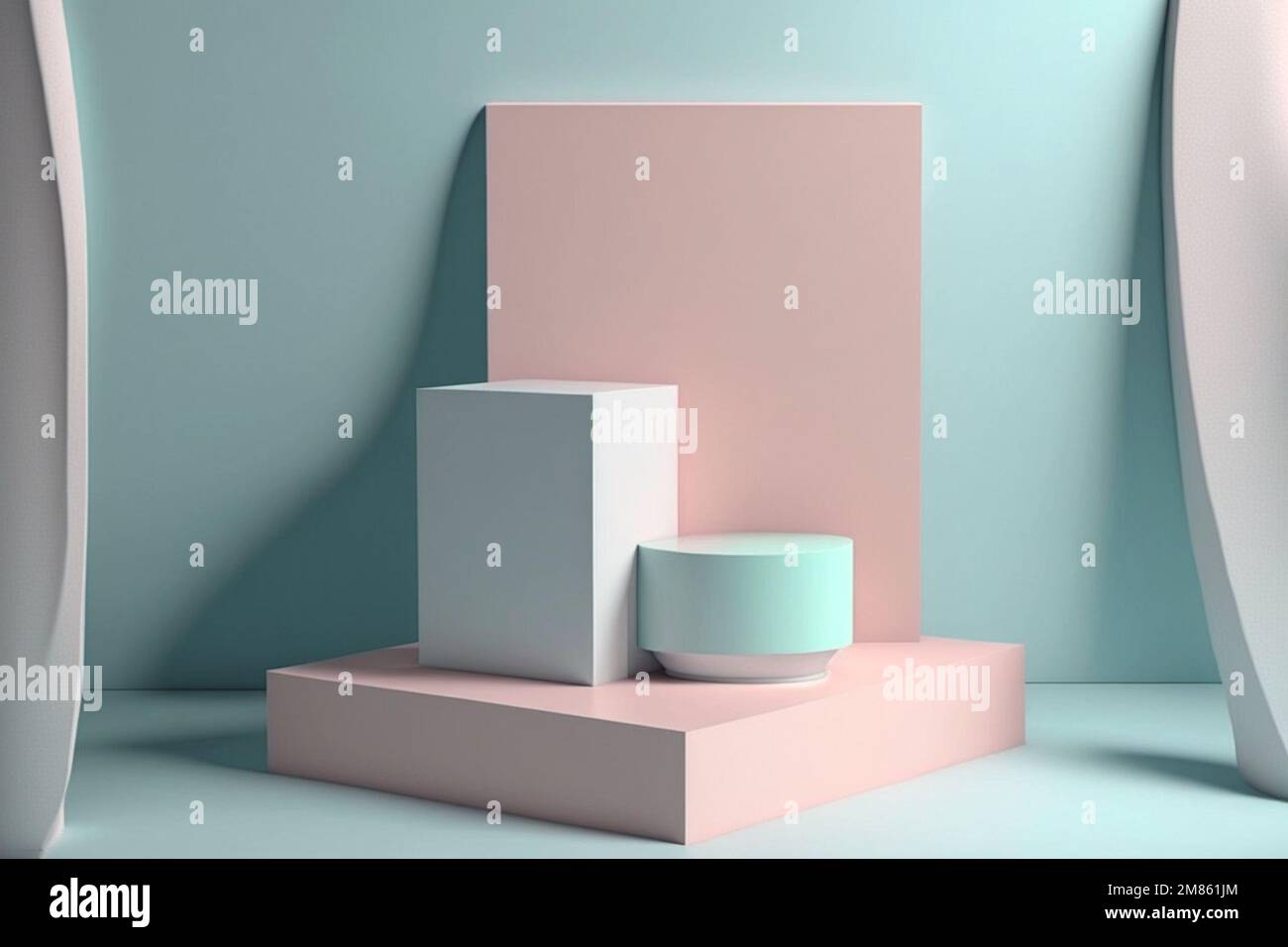 Geometrische Formen für die Produktpräsentation, Plattform auf pastellfarbenem Hintergrund. Eleganter Hintergrund für Präsentationen. Minimalistischer Stil, minimalistische Stockfoto