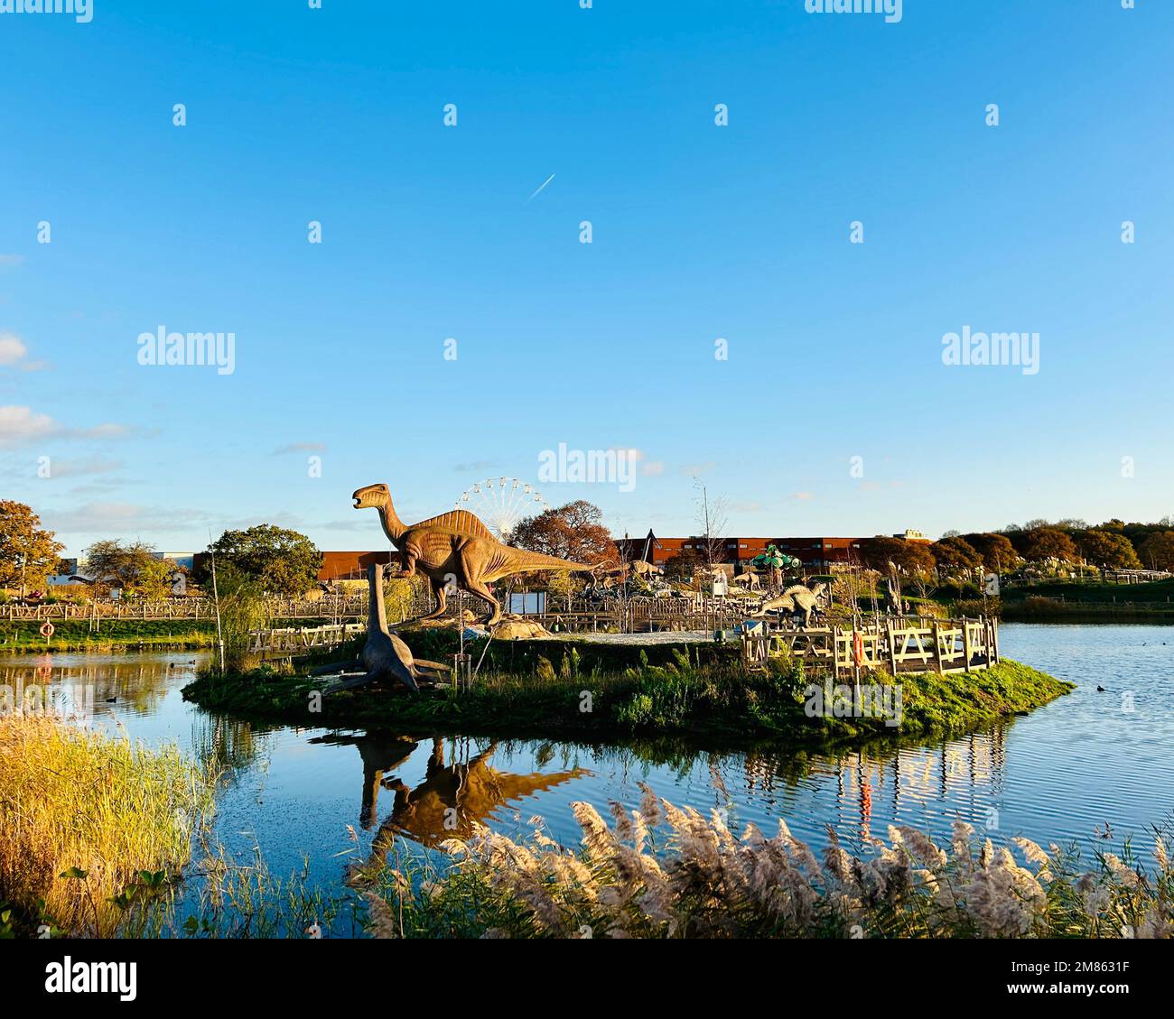 Robotik, Animatronic, Dinosaurier im Pangea-Bereich des Yorkshire Wildlife Park Stockfoto