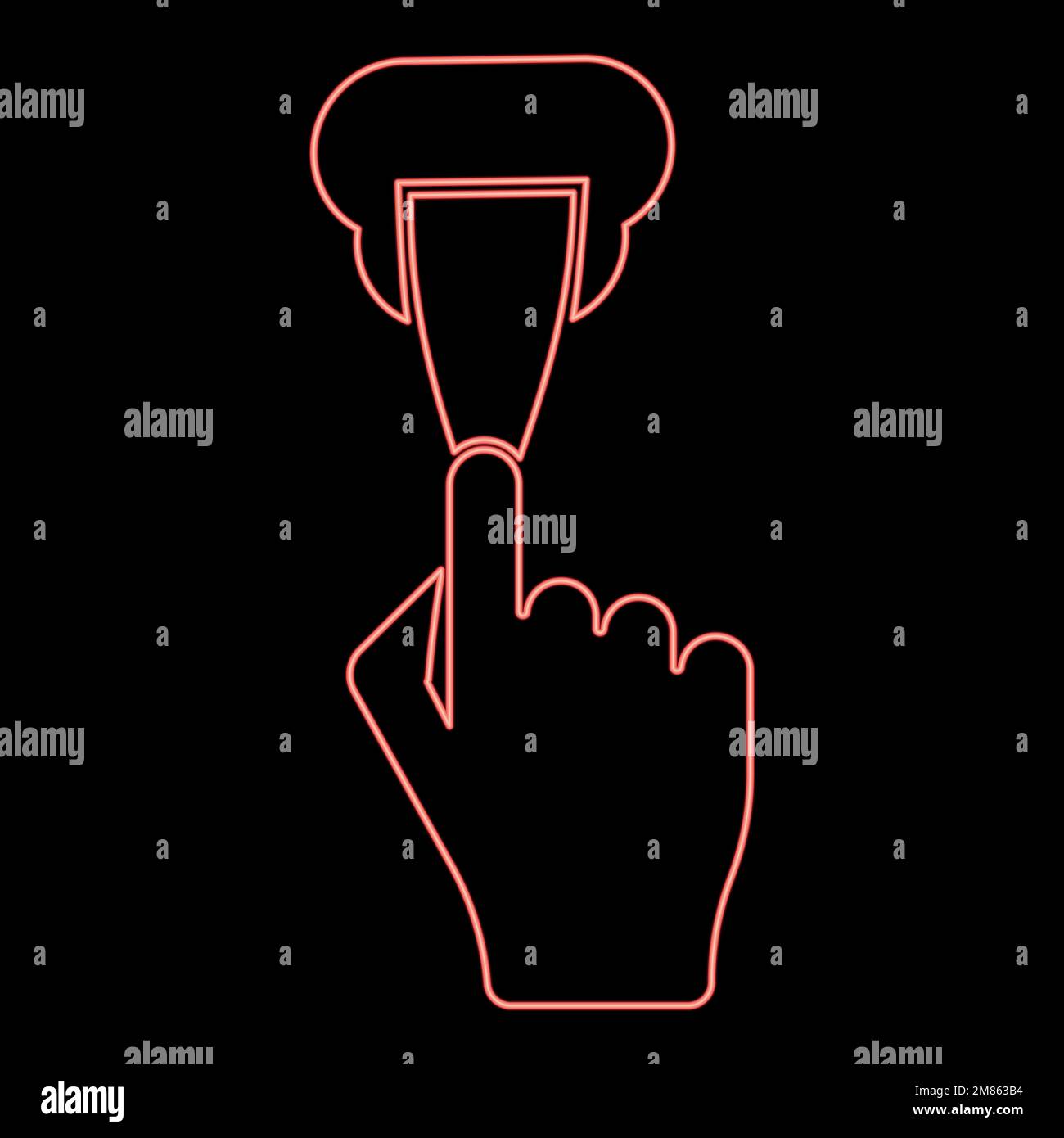 Neonwände Spachtelmesser mit Spachtel im Handarm fixieren Spachtelinstrument für Verdichtungstupfer rot Vektordarstellung Bild flache Leuchte Stock Vektor