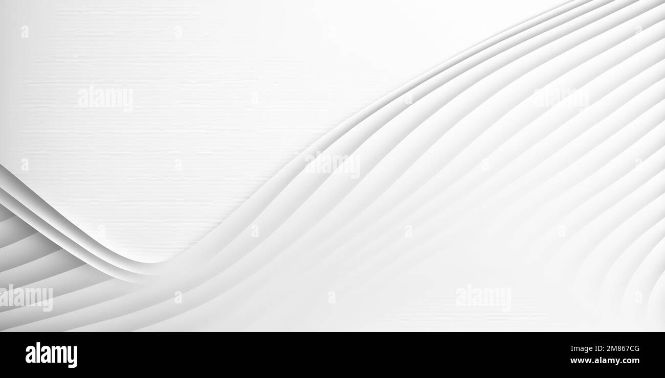 Weißes, strukturiertes Hintergrundbanner mit minimalem abstraktem Wellenmuster Stockfoto