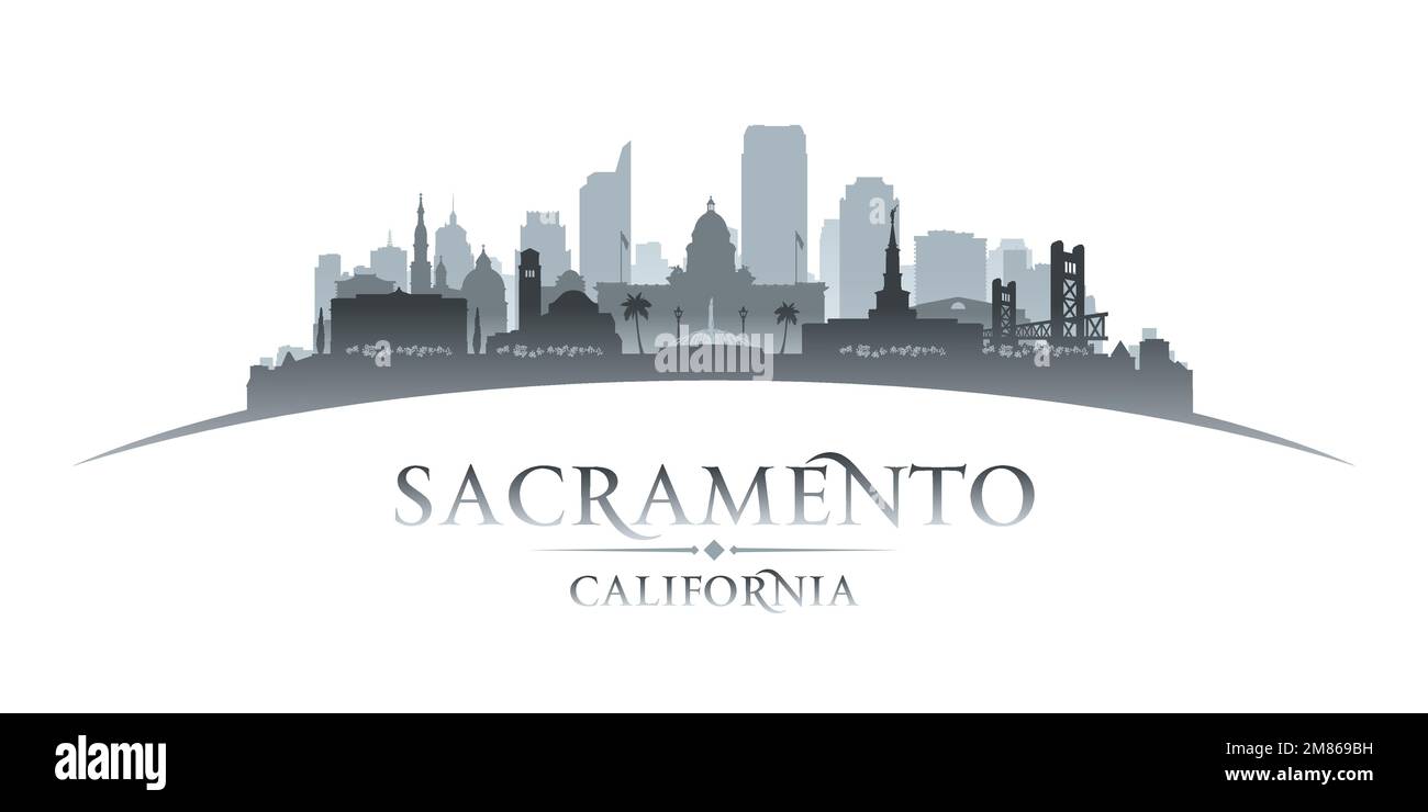 Sacramento Kalifornien Stadt Skyline Silhouette. Vektor-illustration Stock Vektor