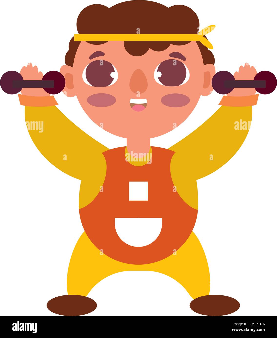 Isolierter, glücklicher Bodybuilder Cartoon-Charakter Vector Stock Vektor